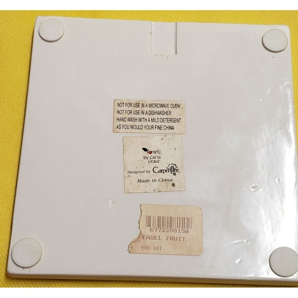 Ceramic Square Plaque With Grape & Fruit Design By Carla Grace For Carpentree - Picture 4 of 8